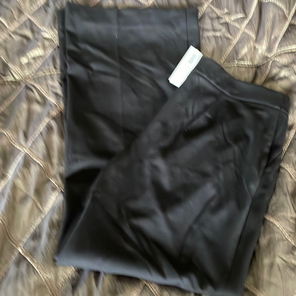 Black knit straight leg slacks